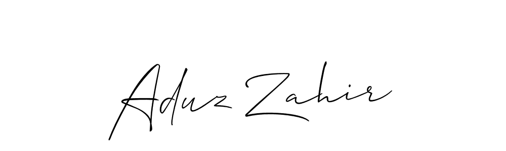 Aduz Zahir stylish signature style. Best Handwritten Sign (Allison_Script) for my name. Handwritten Signature Collection Ideas for my name Aduz Zahir. Aduz Zahir signature style 2 images and pictures png