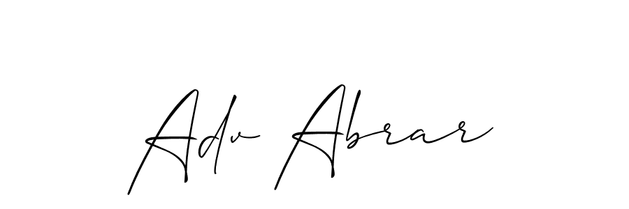 Make a beautiful signature design for name Adv Abrar. With this signature (Allison_Script) style, you can create a handwritten signature for free. Adv Abrar signature style 2 images and pictures png