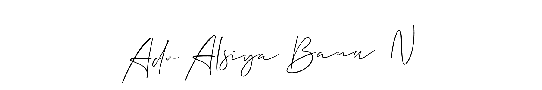 How to make Adv Alsiya Banu  N name signature. Use Allison_Script style for creating short signs online. This is the latest handwritten sign. Adv Alsiya Banu  N signature style 2 images and pictures png