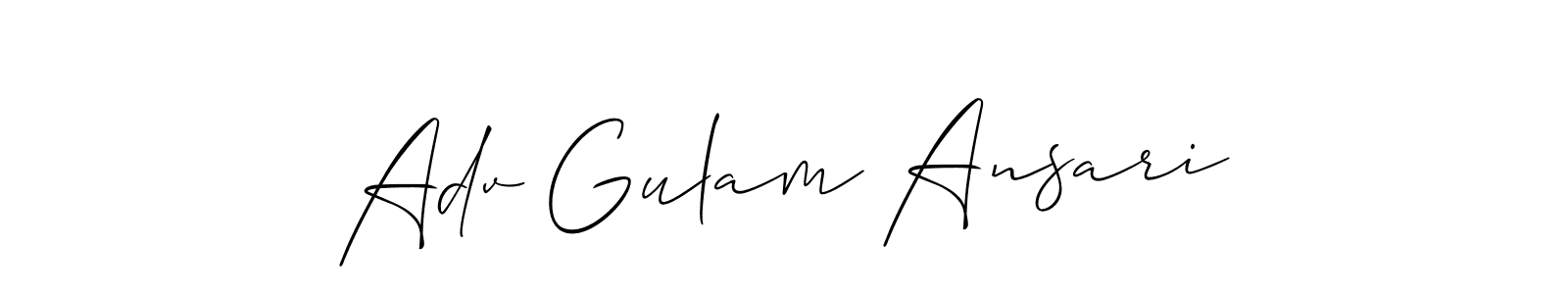if you are searching for the best signature style for your name Adv Gulam Ansari. so please give up your signature search. here we have designed multiple signature styles  using Allison_Script. Adv Gulam Ansari signature style 2 images and pictures png
