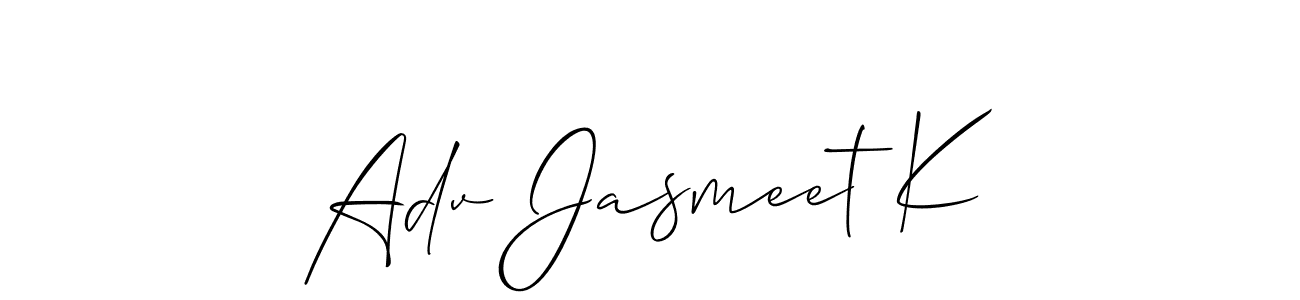 You should practise on your own different ways (Allison_Script) to write your name (Adv Jasmeet K) in signature. don't let someone else do it for you. Adv Jasmeet K signature style 2 images and pictures png