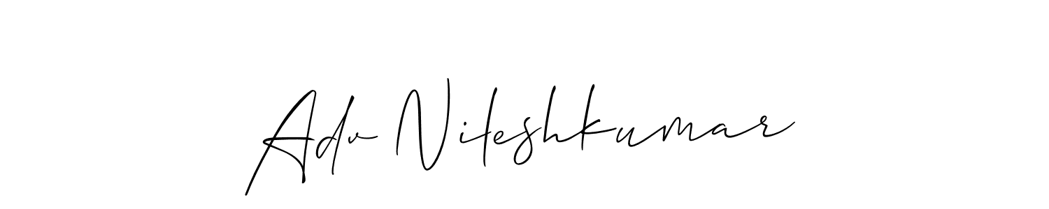The best way (Allison_Script) to make a short signature is to pick only two or three words in your name. The name Adv Nileshkumar include a total of six letters. For converting this name. Adv Nileshkumar signature style 2 images and pictures png