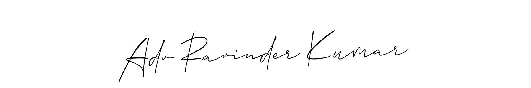 Use a signature maker to create a handwritten signature online. With this signature software, you can design (Allison_Script) your own signature for name Adv Ravinder Kumar. Adv Ravinder Kumar signature style 2 images and pictures png