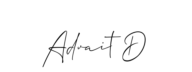 if you are searching for the best signature style for your name Advait D. so please give up your signature search. here we have designed multiple signature styles  using Allison_Script. Advait D signature style 2 images and pictures png