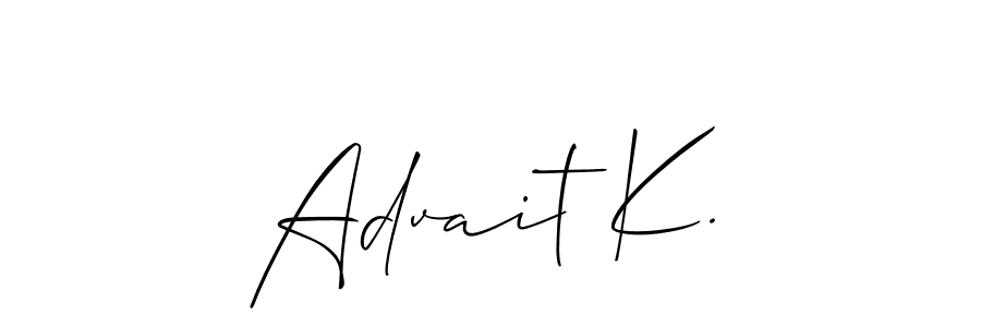 This is the best signature style for the Advait K. name. Also you like these signature font (Allison_Script). Mix name signature. Advait K. signature style 2 images and pictures png