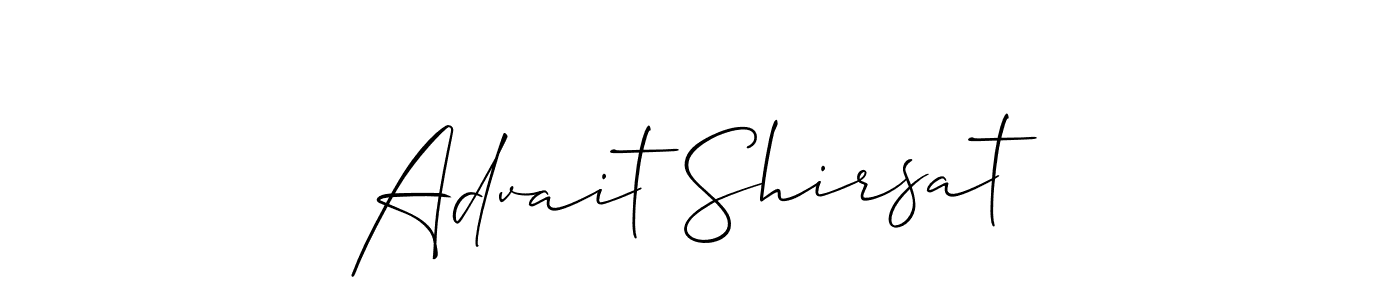 Similarly Allison_Script is the best handwritten signature design. Signature creator online .You can use it as an online autograph creator for name Advait Shirsat. Advait Shirsat signature style 2 images and pictures png