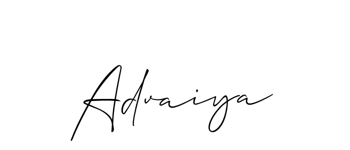 Use a signature maker to create a handwritten signature online. With this signature software, you can design (Allison_Script) your own signature for name Advaiya. Advaiya signature style 2 images and pictures png