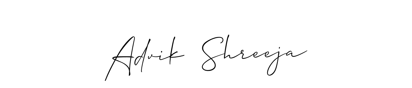 Make a beautiful signature design for name Advik  Shreeja. With this signature (Allison_Script) style, you can create a handwritten signature for free. Advik  Shreeja signature style 2 images and pictures png