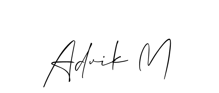 How to make Advik M name signature. Use Allison_Script style for creating short signs online. This is the latest handwritten sign. Advik M signature style 2 images and pictures png