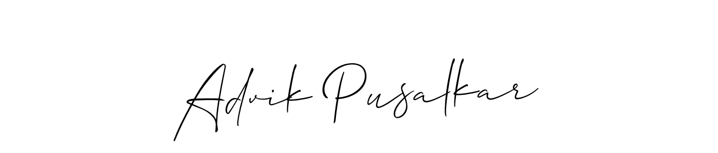 Create a beautiful signature design for name Advik Pusalkar. With this signature (Allison_Script) fonts, you can make a handwritten signature for free. Advik Pusalkar signature style 2 images and pictures png