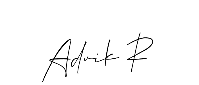 Similarly Allison_Script is the best handwritten signature design. Signature creator online .You can use it as an online autograph creator for name Advik R. Advik R signature style 2 images and pictures png