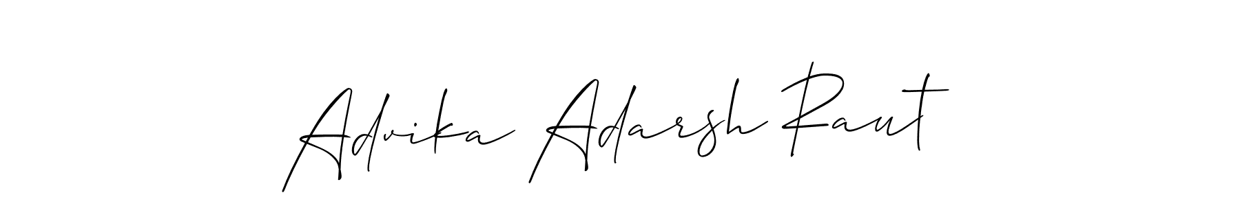 Allison_Script is a professional signature style that is perfect for those who want to add a touch of class to their signature. It is also a great choice for those who want to make their signature more unique. Get Advika Adarsh Raut name to fancy signature for free. Advika Adarsh Raut signature style 2 images and pictures png