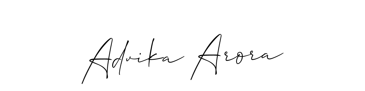 How to make Advika Arora name signature. Use Allison_Script style for creating short signs online. This is the latest handwritten sign. Advika Arora signature style 2 images and pictures png