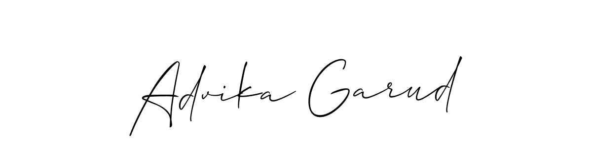 Use a signature maker to create a handwritten signature online. With this signature software, you can design (Allison_Script) your own signature for name Advika Garud. Advika Garud signature style 2 images and pictures png