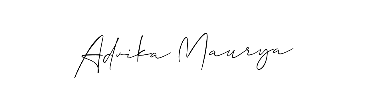 The best way (Allison_Script) to make a short signature is to pick only two or three words in your name. The name Advika Maurya include a total of six letters. For converting this name. Advika Maurya signature style 2 images and pictures png