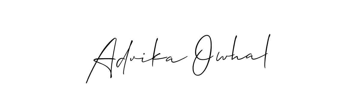 The best way (Allison_Script) to make a short signature is to pick only two or three words in your name. The name Advika Owhal include a total of six letters. For converting this name. Advika Owhal signature style 2 images and pictures png