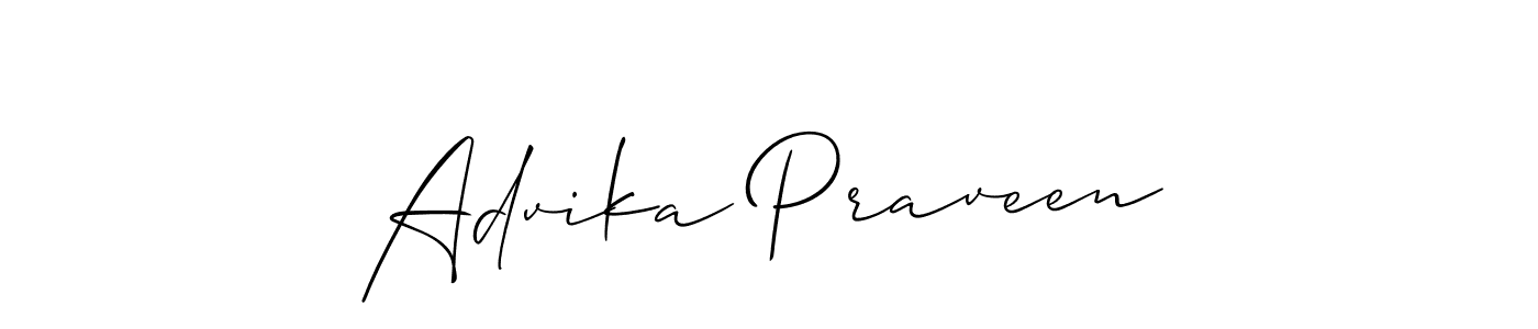 Advika Praveen stylish signature style. Best Handwritten Sign (Allison_Script) for my name. Handwritten Signature Collection Ideas for my name Advika Praveen. Advika Praveen signature style 2 images and pictures png