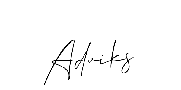 Use a signature maker to create a handwritten signature online. With this signature software, you can design (Allison_Script) your own signature for name Adviks. Adviks signature style 2 images and pictures png