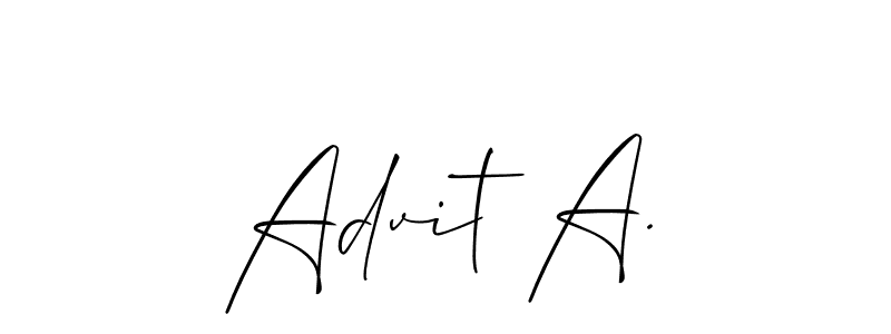 How to make Advit A. name signature. Use Allison_Script style for creating short signs online. This is the latest handwritten sign. Advit A. signature style 2 images and pictures png