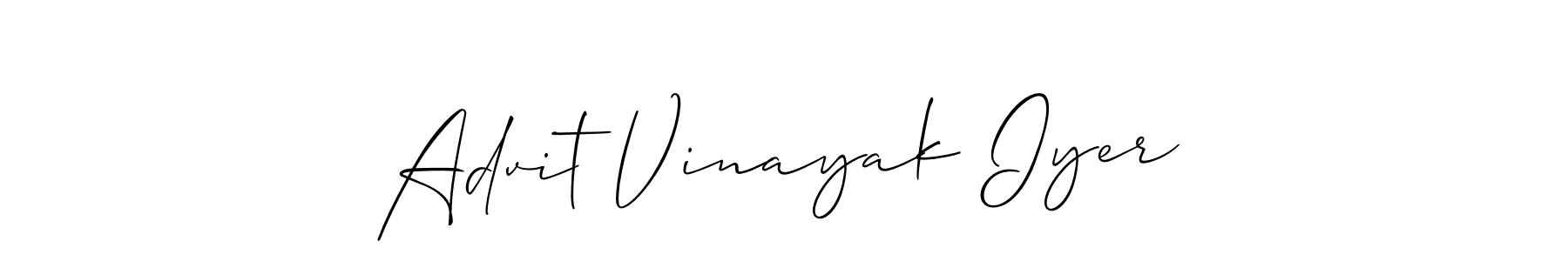 How to make Advit Vinayak Iyer name signature. Use Allison_Script style for creating short signs online. This is the latest handwritten sign. Advit Vinayak Iyer signature style 2 images and pictures png