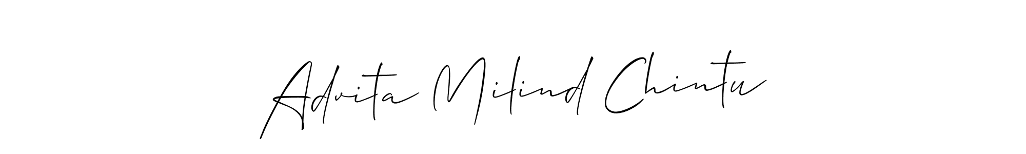 Create a beautiful signature design for name Advita Milind Chintu. With this signature (Allison_Script) fonts, you can make a handwritten signature for free. Advita Milind Chintu signature style 2 images and pictures png