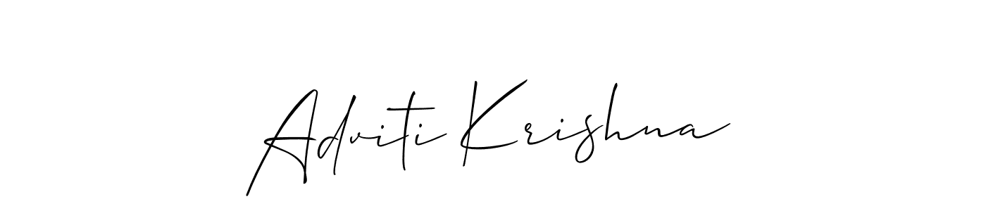 Also You can easily find your signature by using the search form. We will create Adviti Krishna name handwritten signature images for you free of cost using Allison_Script sign style. Adviti Krishna signature style 2 images and pictures png