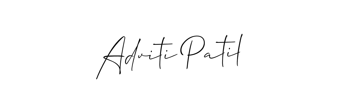 The best way (Allison_Script) to make a short signature is to pick only two or three words in your name. The name Adviti Patil include a total of six letters. For converting this name. Adviti Patil signature style 2 images and pictures png