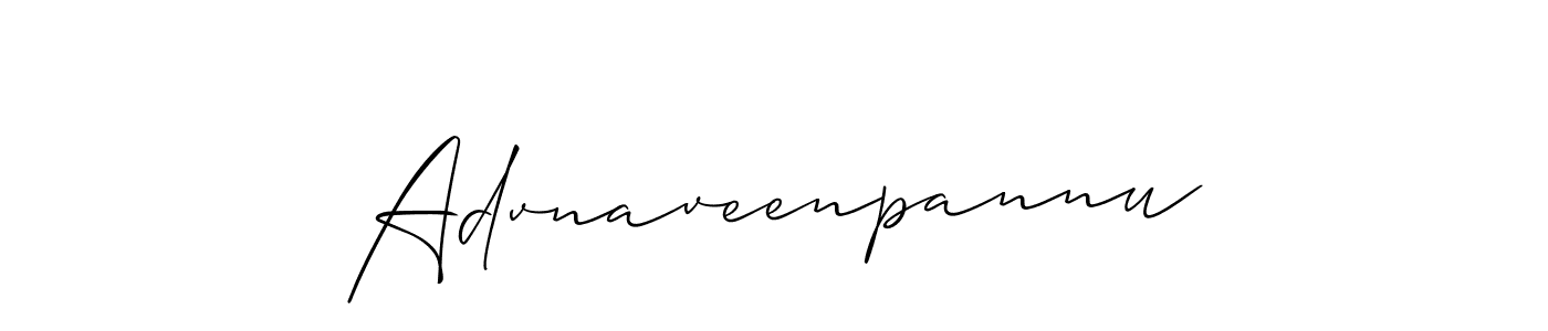 Use a signature maker to create a handwritten signature online. With this signature software, you can design (Allison_Script) your own signature for name Advnaveenpannu. Advnaveenpannu signature style 2 images and pictures png
