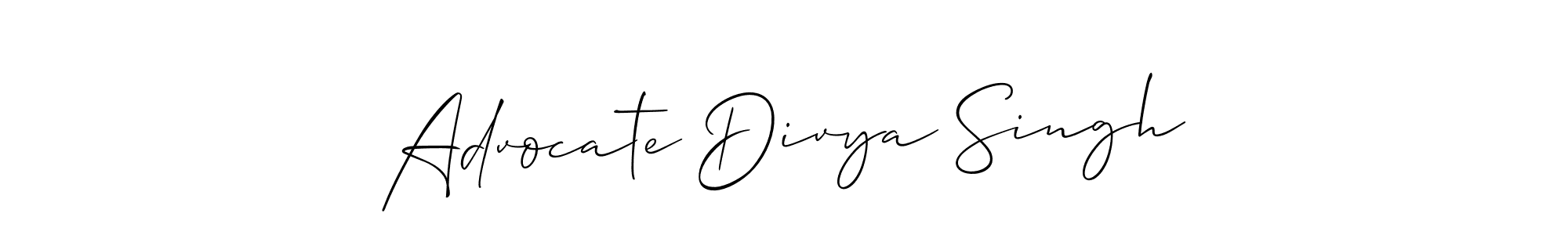How to make Advocate Divya Singh name signature. Use Allison_Script style for creating short signs online. This is the latest handwritten sign. Advocate Divya Singh signature style 2 images and pictures png