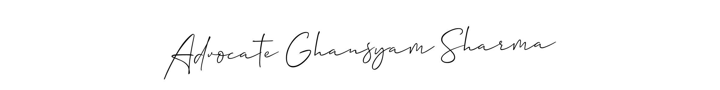 Make a short Advocate Ghansyam Sharma signature style. Manage your documents anywhere anytime using Allison_Script. Create and add eSignatures, submit forms, share and send files easily. Advocate Ghansyam Sharma signature style 2 images and pictures png
