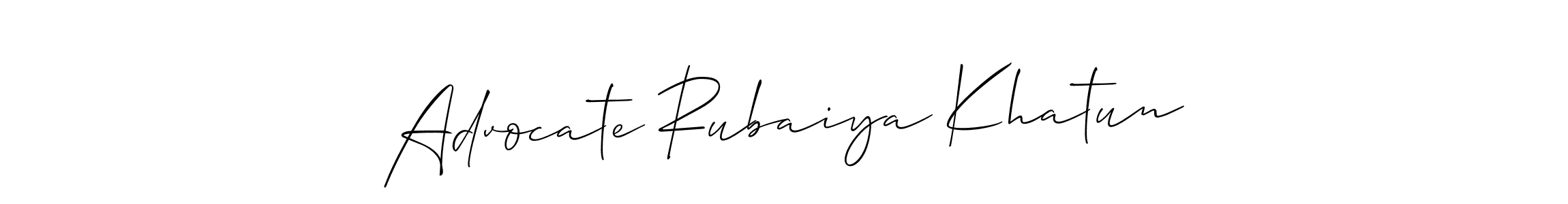 Also You can easily find your signature by using the search form. We will create Advocate Rubaiya Khatun name handwritten signature images for you free of cost using Allison_Script sign style. Advocate Rubaiya Khatun signature style 2 images and pictures png
