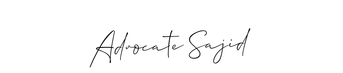 The best way (Allison_Script) to make a short signature is to pick only two or three words in your name. The name Advocate Sajid include a total of six letters. For converting this name. Advocate Sajid signature style 2 images and pictures png
