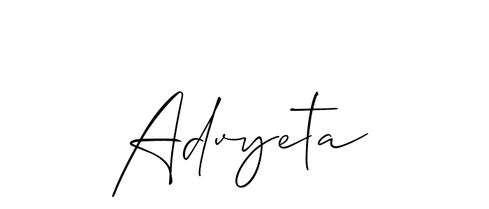 Use a signature maker to create a handwritten signature online. With this signature software, you can design (Allison_Script) your own signature for name Advyeta. Advyeta signature style 2 images and pictures png