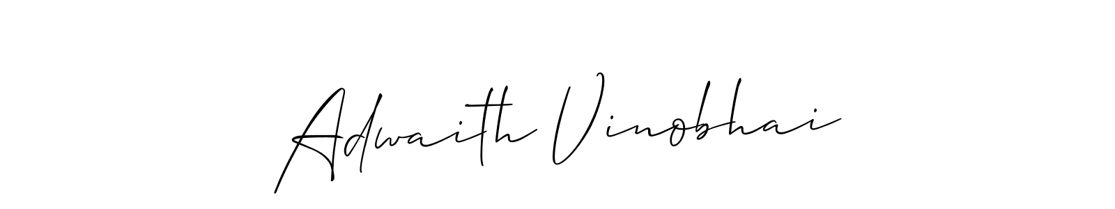 How to make Adwaith Vinobhai name signature. Use Allison_Script style for creating short signs online. This is the latest handwritten sign. Adwaith Vinobhai signature style 2 images and pictures png