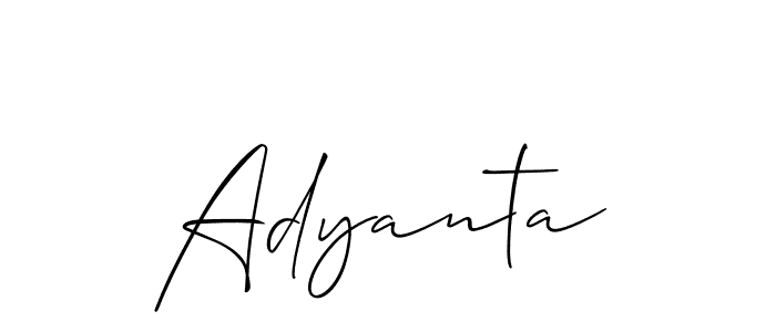 Use a signature maker to create a handwritten signature online. With this signature software, you can design (Allison_Script) your own signature for name Adyanta. Adyanta signature style 2 images and pictures png