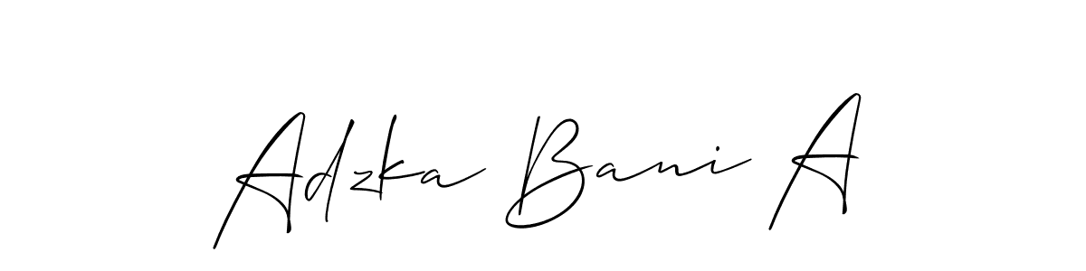 Create a beautiful signature design for name Adzka Bani A. With this signature (Allison_Script) fonts, you can make a handwritten signature for free. Adzka Bani A signature style 2 images and pictures png
