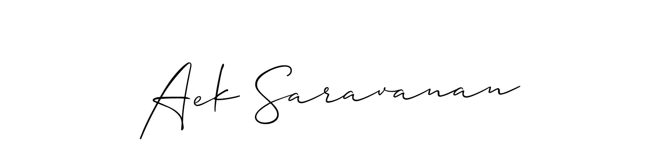 How to make Aek Saravanan name signature. Use Allison_Script style for creating short signs online. This is the latest handwritten sign. Aek Saravanan signature style 2 images and pictures png