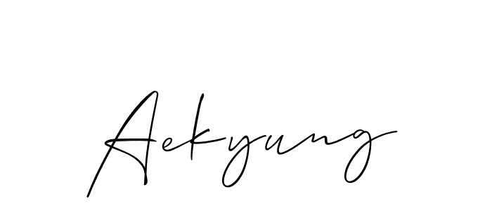 Use a signature maker to create a handwritten signature online. With this signature software, you can design (Allison_Script) your own signature for name Aekyung. Aekyung signature style 2 images and pictures png