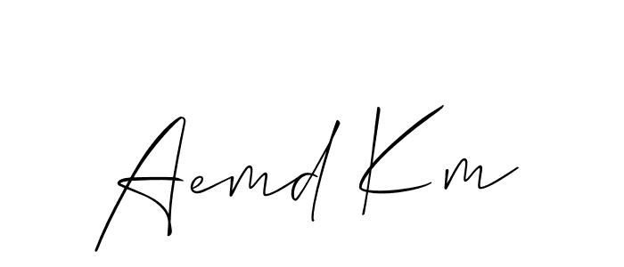 Also we have Aemd Km name is the best signature style. Create professional handwritten signature collection using Allison_Script autograph style. Aemd Km signature style 2 images and pictures png