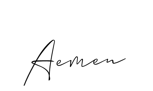 Design your own signature with our free online signature maker. With this signature software, you can create a handwritten (Allison_Script) signature for name Aemen. Aemen signature style 2 images and pictures png