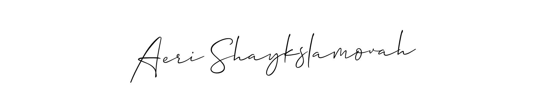 Create a beautiful signature design for name Aeri Shaykslamovah. With this signature (Allison_Script) fonts, you can make a handwritten signature for free. Aeri Shaykslamovah signature style 2 images and pictures png