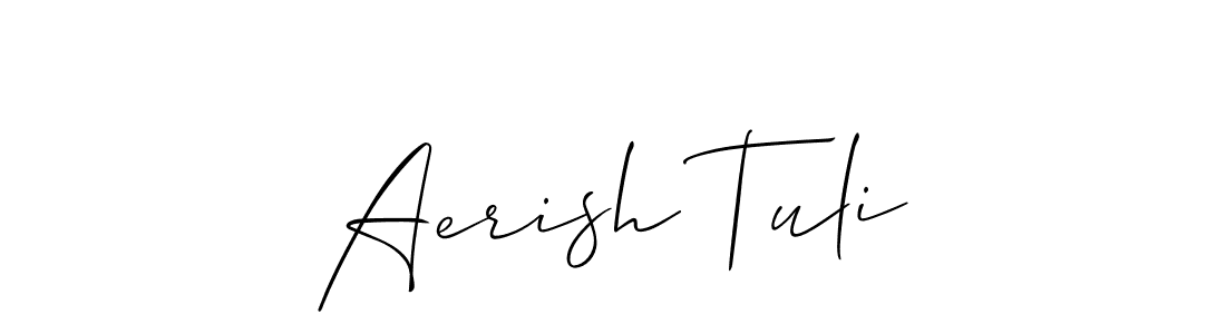 You should practise on your own different ways (Allison_Script) to write your name (Aerish Tuli) in signature. don't let someone else do it for you. Aerish Tuli signature style 2 images and pictures png