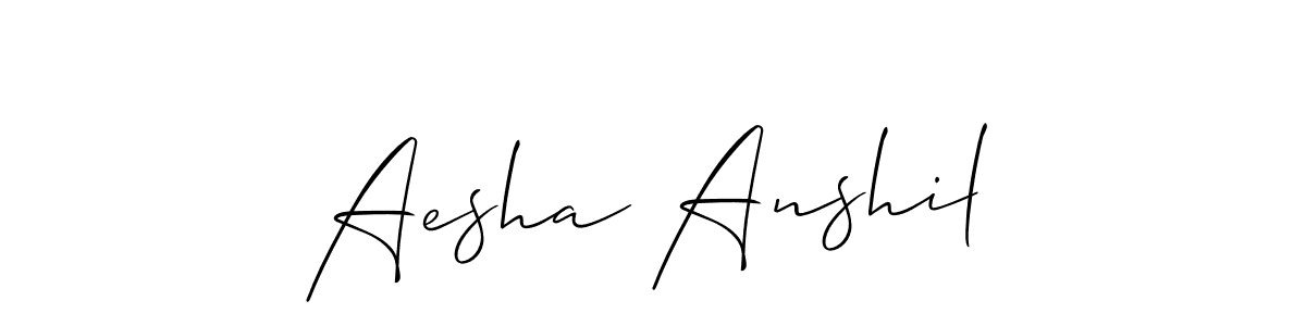 Also You can easily find your signature by using the search form. We will create Aesha Anshil name handwritten signature images for you free of cost using Allison_Script sign style. Aesha Anshil signature style 2 images and pictures png