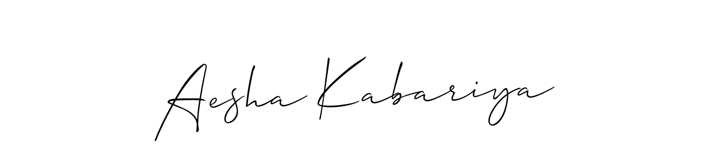 Also You can easily find your signature by using the search form. We will create Aesha Kabariya name handwritten signature images for you free of cost using Allison_Script sign style. Aesha Kabariya signature style 2 images and pictures png