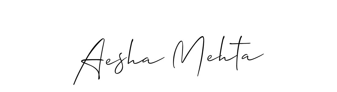 How to make Aesha Mehta name signature. Use Allison_Script style for creating short signs online. This is the latest handwritten sign. Aesha Mehta signature style 2 images and pictures png