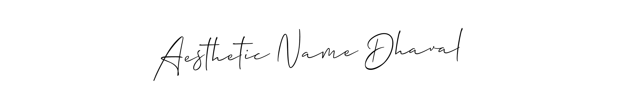 Design your own signature with our free online signature maker. With this signature software, you can create a handwritten (Allison_Script) signature for name Aesthetic Name Dhaval. Aesthetic Name Dhaval signature style 2 images and pictures png