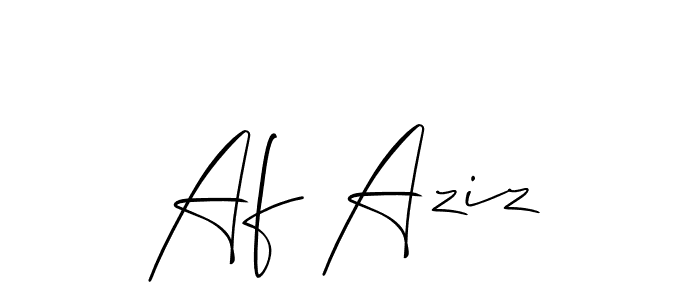 if you are searching for the best signature style for your name Af Aziz. so please give up your signature search. here we have designed multiple signature styles  using Allison_Script. Af Aziz signature style 2 images and pictures png