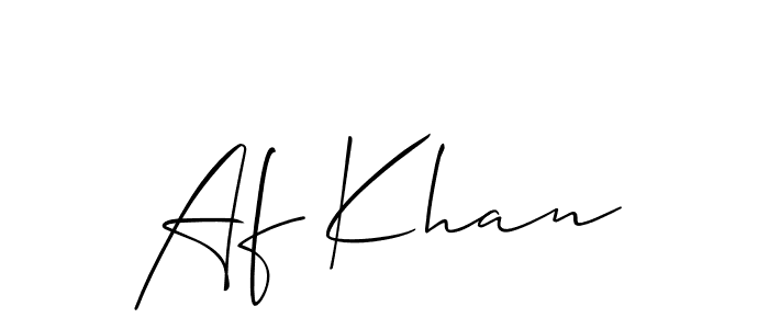 Also You can easily find your signature by using the search form. We will create Af Khan name handwritten signature images for you free of cost using Allison_Script sign style. Af Khan signature style 2 images and pictures png