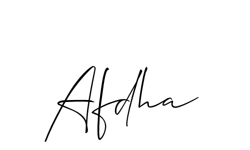 Create a beautiful signature design for name Afdha. With this signature (Allison_Script) fonts, you can make a handwritten signature for free. Afdha signature style 2 images and pictures png