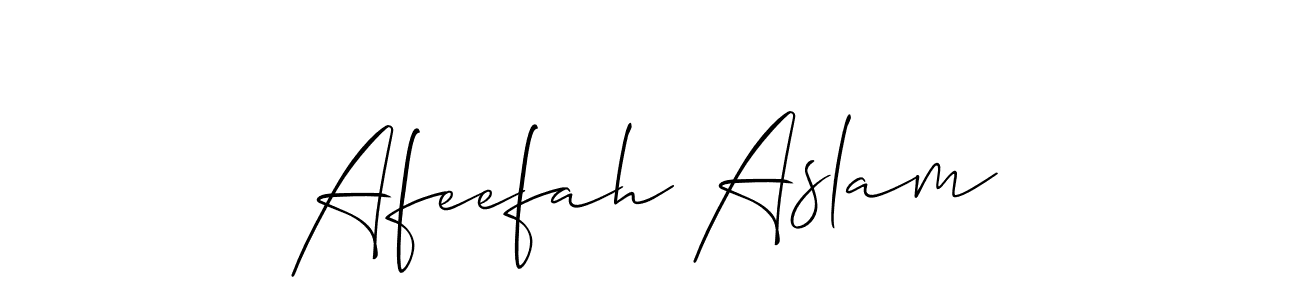 The best way (Allison_Script) to make a short signature is to pick only two or three words in your name. The name Afeefah Aslam include a total of six letters. For converting this name. Afeefah Aslam signature style 2 images and pictures png